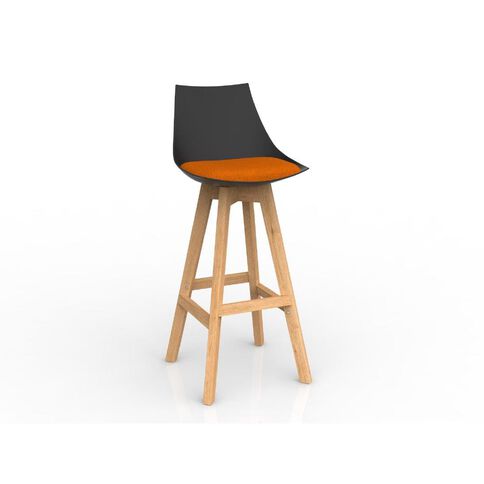 Luna Black Sunset Oak Base Barstool Orange Mid