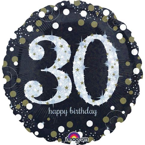 Anagram Holo Sparkling Birthday 30 Foil Balloon Standard 17in