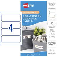 Avery Re-writable Rectangle Palm Holiday Design Storage Labels 16 Pack