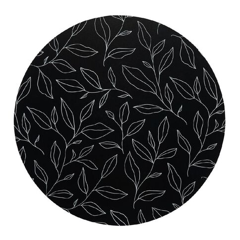 Living & Co Cork Placemat Round Leaf Black 33cm