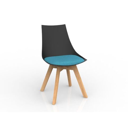 Luna Black Ice Blue Oak Base Chair Black/Blue