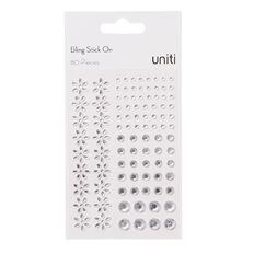 Uniti Bling Stickers Silver 80 Piece