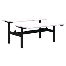 Quick Ship Premium Electric Back 2 Back Desk Black/Snow 1500x800