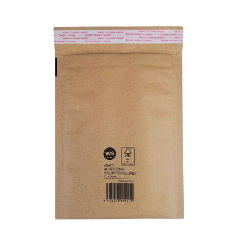 WS Kraft Honeycomb Mailing Envelopes 8in x 10in 70gsm