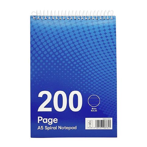 WS Notebook Spiral At Top Blue A5