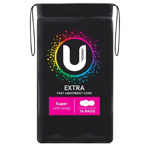 U By Kotex Super Wings Maxi Pads 14 Pack