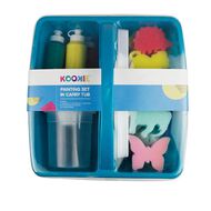 Kookie Painting Set Wooden Brush Handles In Carry Tub Teal Teal