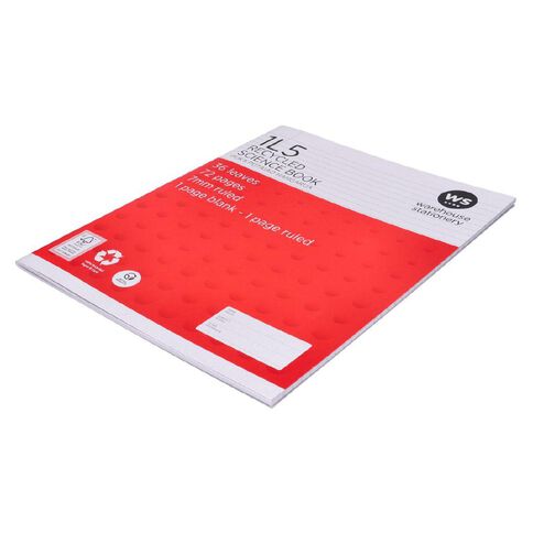 WS Exercise Book 1L5 7mm Ruled 36 Leaf Red Mid