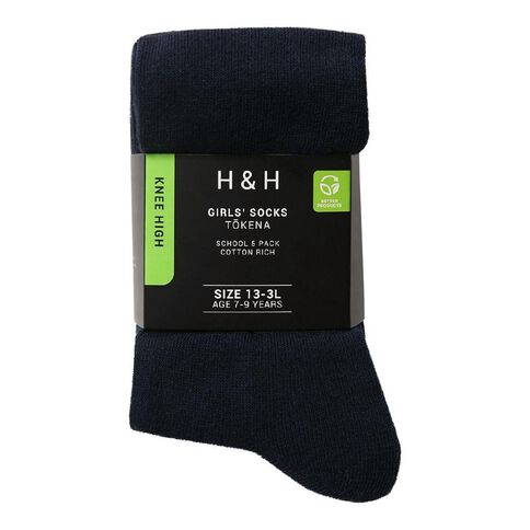 H&H Girls' School Knee High Socks 5 Pack