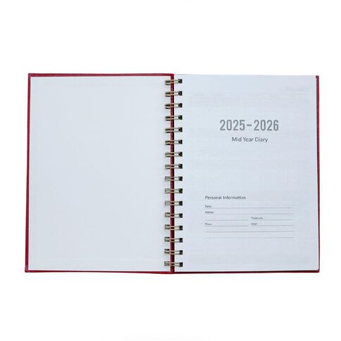WS Mid Year Diary Spiral Week To View Red