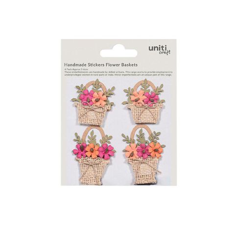 Handmade Kraft & Burlap Embellishment Baskets 4pc