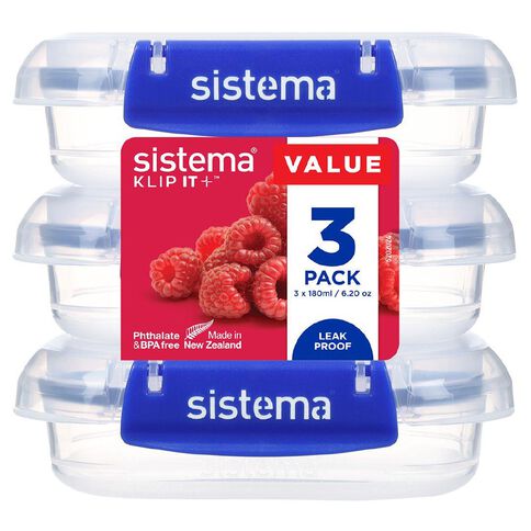 Sistema Klip It Plus Rectangle 3 pack Assorted 180ml