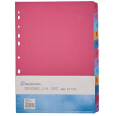 Deskwise Dividers Jan - Dec A4 12 Tab