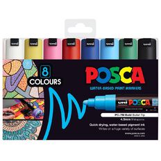 Uni Posca Marker 4.5-5.5 Bold Bullet 8 Pack Assorted