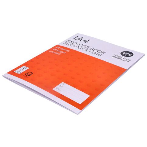 WS Exercise Book 1A4 Unruled 24 Leaf Red Orange Mid