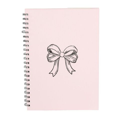 Uniti Stationery Urban Noir Pink Bow Hard Cover A4 Spiral Notebook