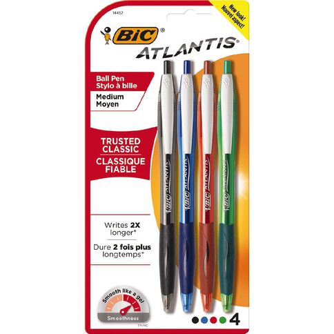 Bic Atlantis Ball Pen 4 Pack Assorted