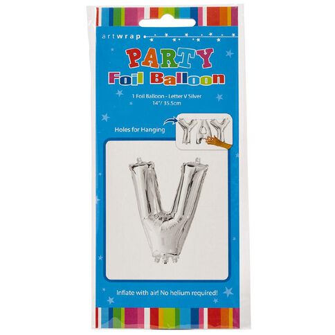 Artwrap Foil Balloon V Silver 35cm