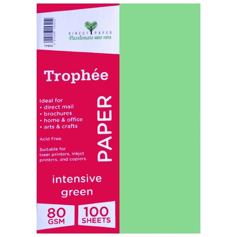 Trophee Paper 80gsm Intensive Green A4 100 Pack