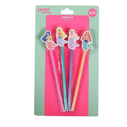 Uniti Kids Mermaid HB Pencils 4 Pack