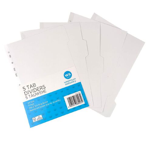 WS 5 Tab Wide White Dividers