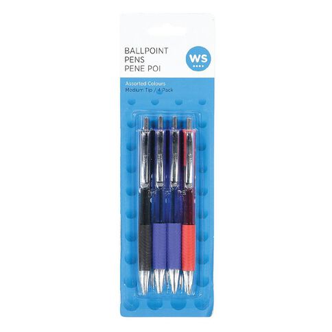WS Smooth Ball Pen 4 Pack Assorted
