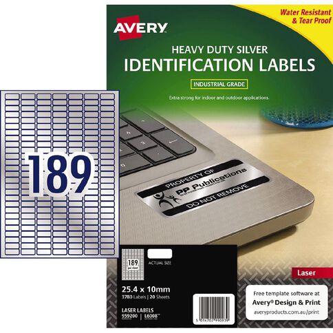 Avery Heavy Duty Labels Silver 3780 Labels Warehouse Stationery Nz