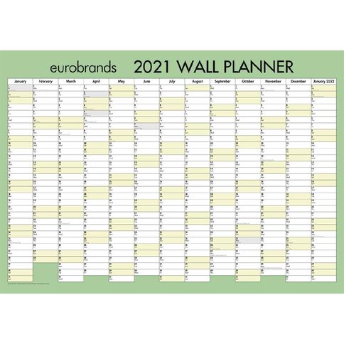 Eurobrands 2021 Wall Planner Laminated 700x990mm Large Warehouse Stationery Nz