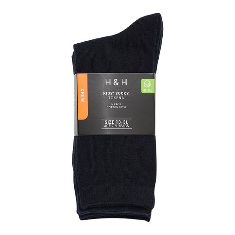 H&H Kids' Plain Crew Socks 5 Pack