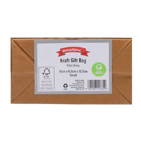 Wonderland Kraft Gift Bag Assorted Small