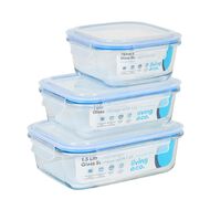 Living & Co Rectangle Glass Storage With Clip On Lid 1 Ltr Clear