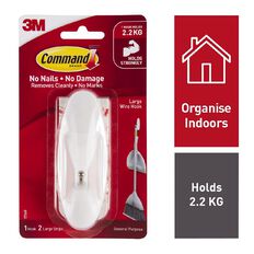 Command Adhesive Wire Hook White Large