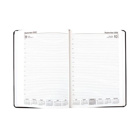 Diary Mid Year 22-23 Day to Page PU Black A5