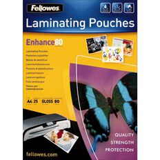 Fellowes Laminating Pouches A4 80 Micron Clear 25 Pack