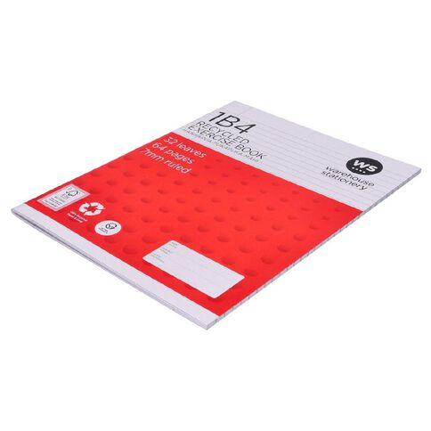 WS Exercise Book 1B4 7mm Ruled 32 Leaf Red Mid