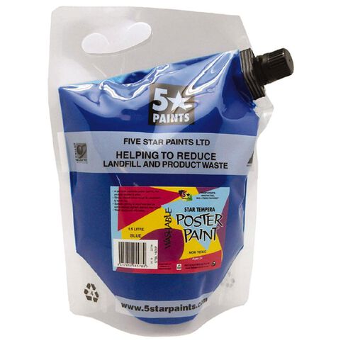 Fivestar Tempera Poster Paint Blue 1.5 litre Pouch