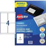 Avery Laser Weatherproof Shipping Labels 40 Labels White 99.1mm x 139mm