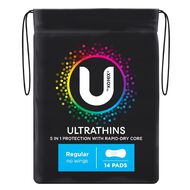 U By Kotex Ultrathin Pads Regular No Wings 14 Pack