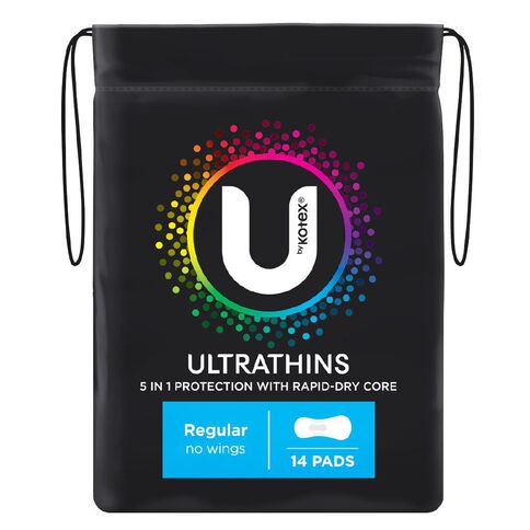 U By Kotex Ultrathin Pads Regular No Wings 14 Pack