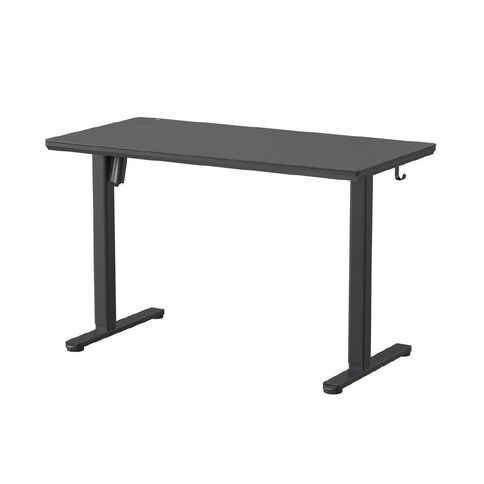 Workspace Height Adjustable Desk 1200W with Drawer Frosted Glass Black