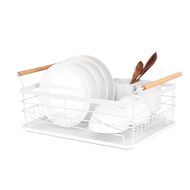 Living & Co Dish Rack with Wooden Handles White