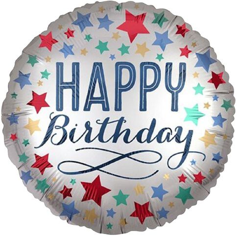 Amscan 45cm Standard Satin XL Happy Birthday Satin with Stars