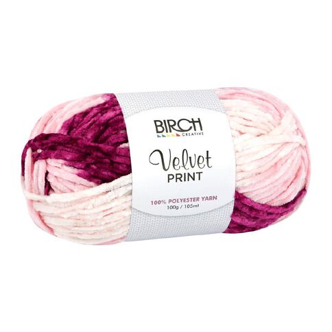 Birch Velvet Yarn 100% Polyester 100G Print Wine Mix