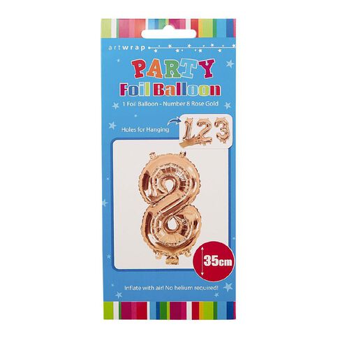 Artwrap Party Foil Balloon Number 8 Rose Gold 35cm