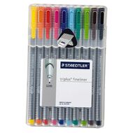 Staedtler Triplus Fineliner Pen Wallet Of 10 Multi-Coloured