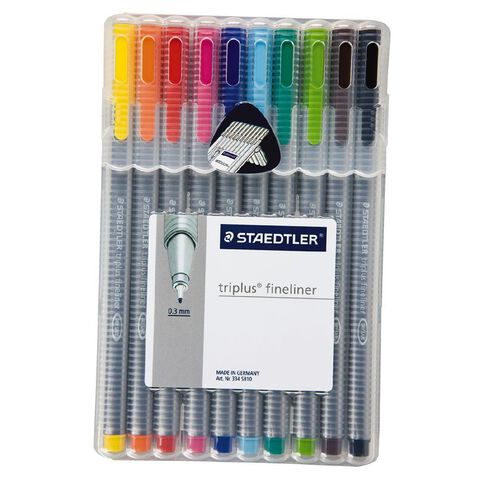 Staedtler Triplus Fineliner Pen Wallet Of 10 Multi-Coloured