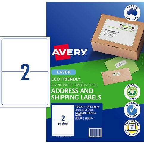 Avery Eco Friendly Labels Laser 40 Labels 199.6mm x 43.5mm