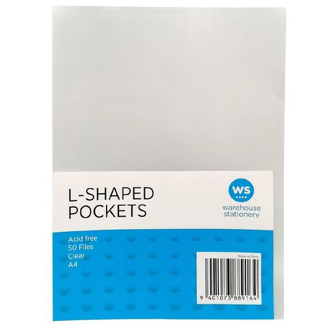 WS L-Shaped Pockets 50 Pack Clear