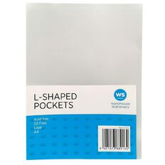 WS L-Shaped Pockets 50 Pack Clear