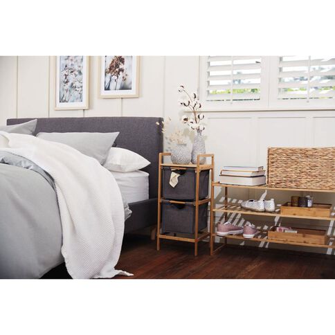 Living & Co Bamboo 2 Drawer Basket Shelf